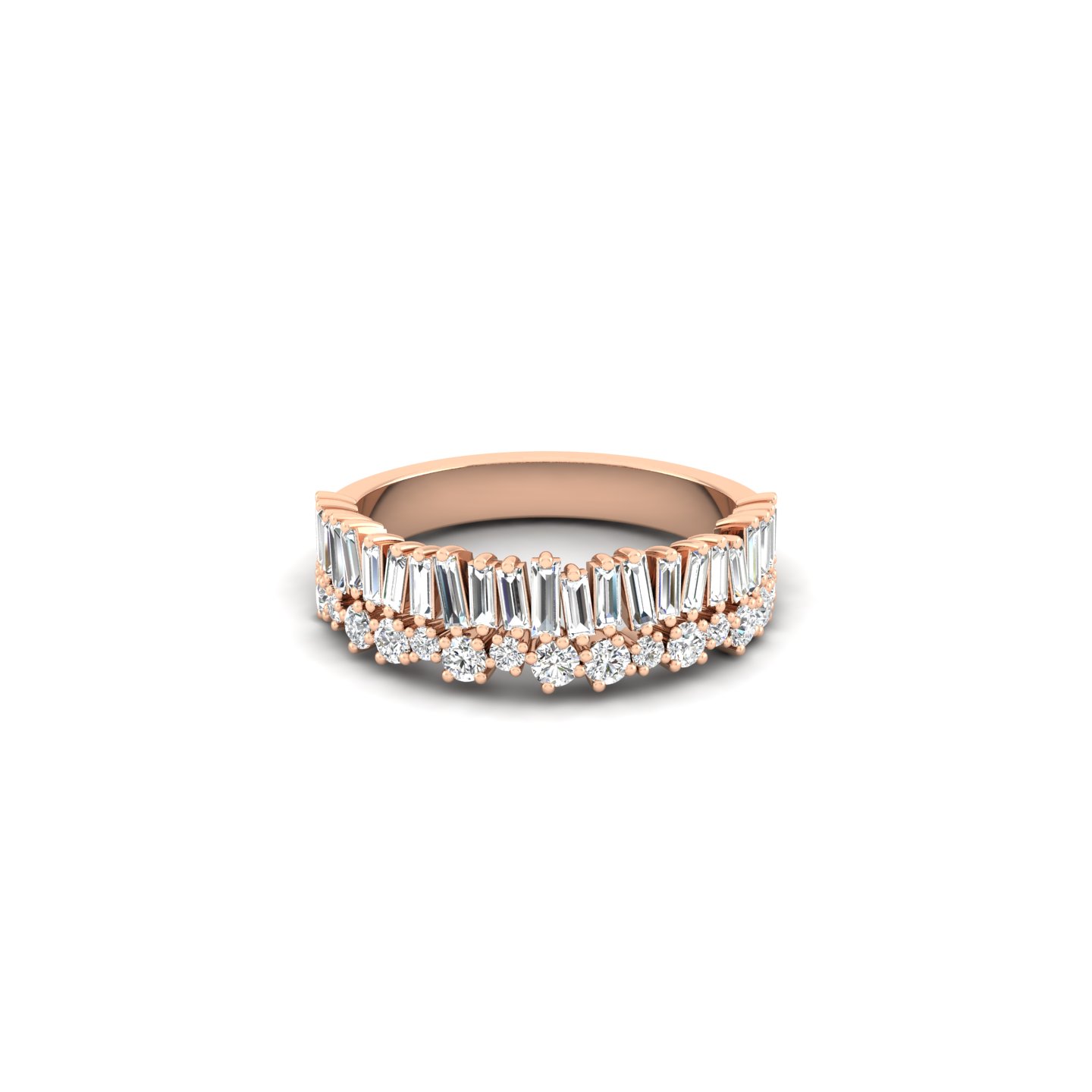Wide Baguette & Round Diamond Fashion Band