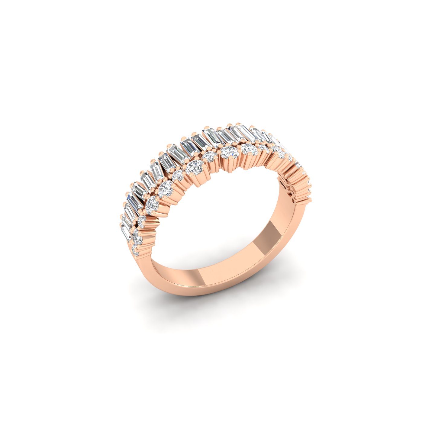 Wide Baguette & Round Diamond Fashion Band