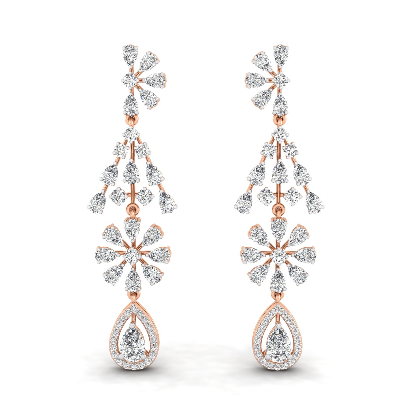 Petal Cascade Diamond Drop Earrings