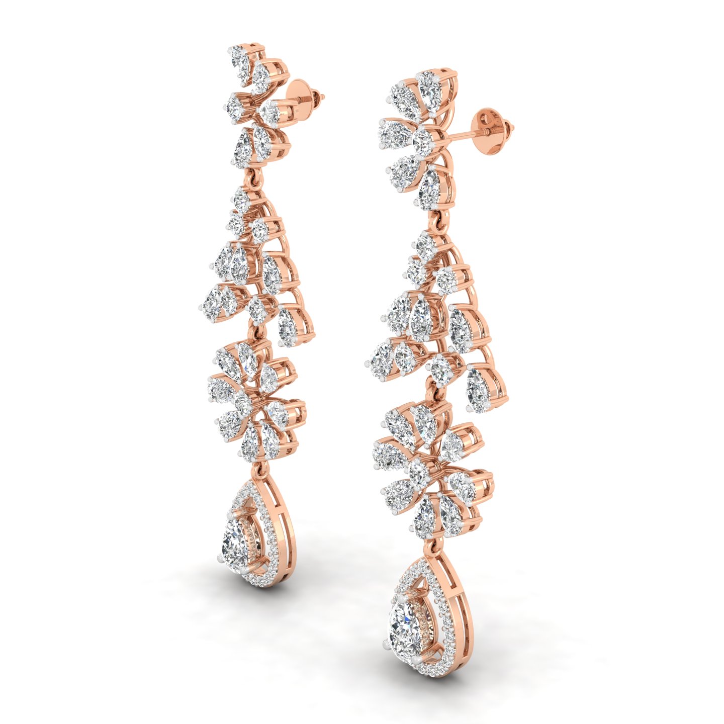 Petal Cascade Diamond Drop Earrings