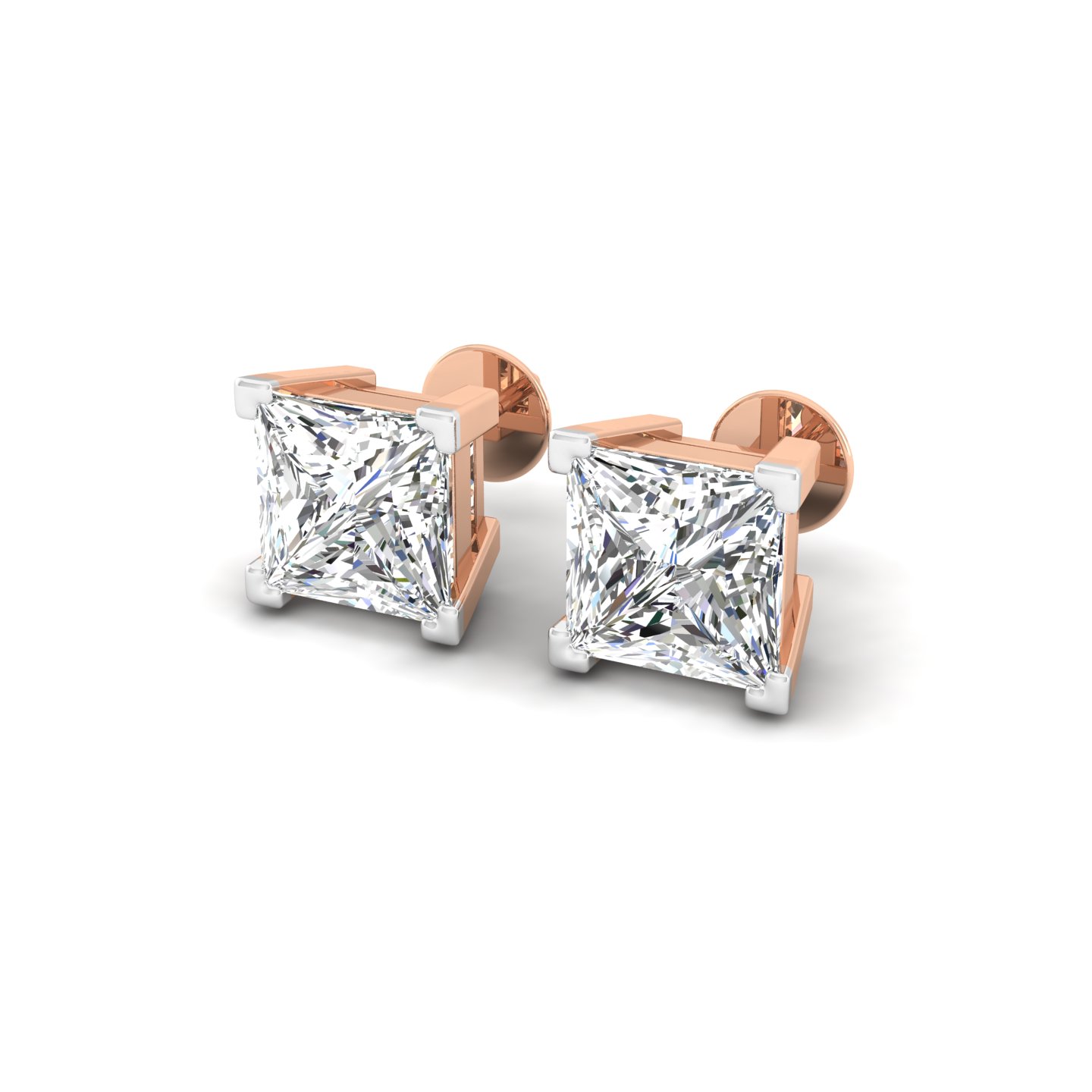 Princess Cut Solitaire Studs