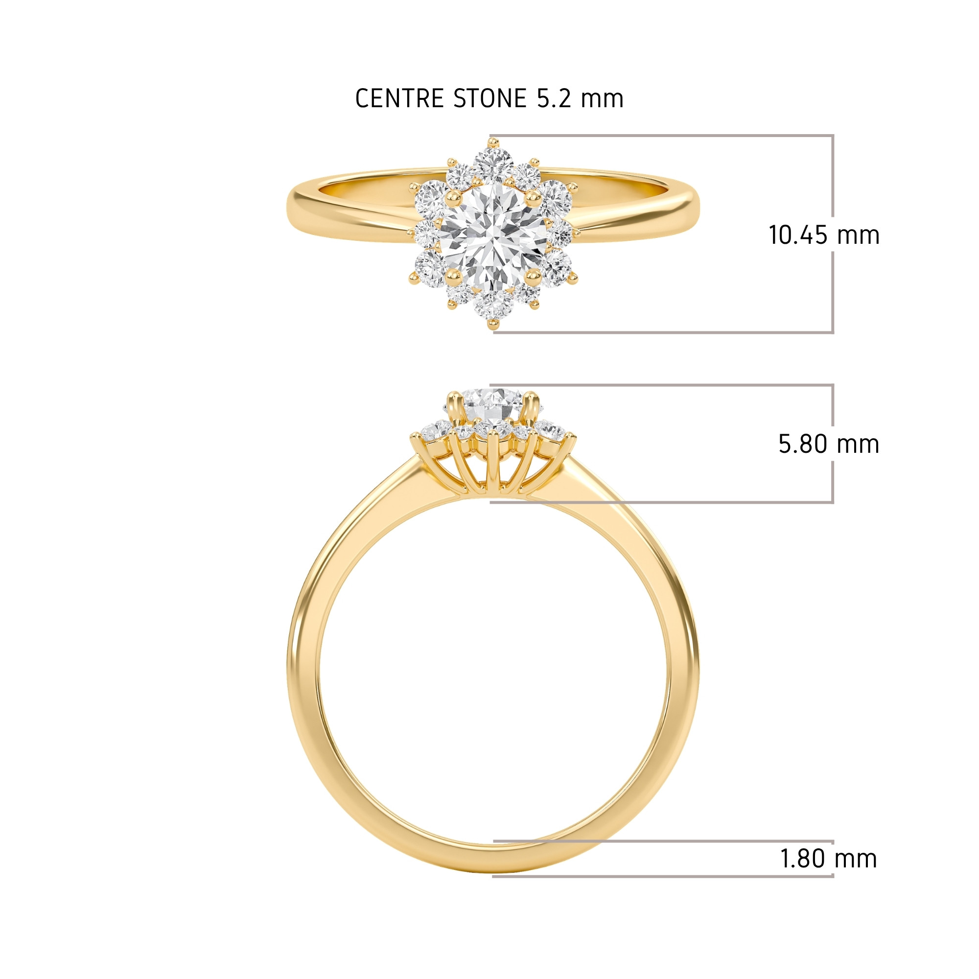 Sunburst Halo Diamond Ring