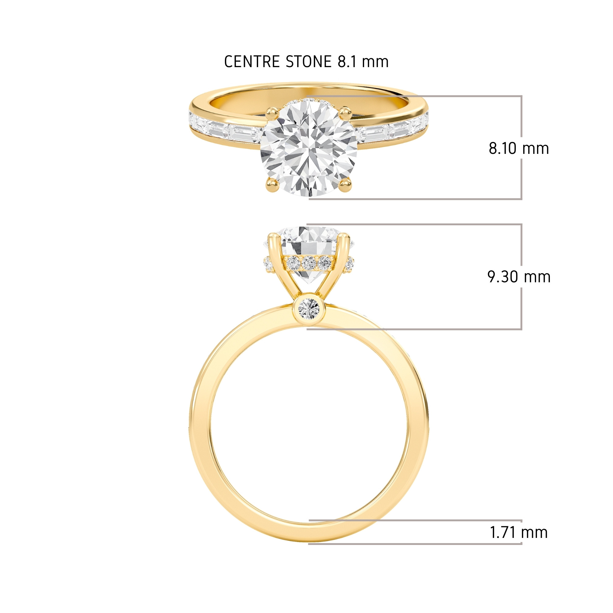 Bezel Set Straight Baguette Ring