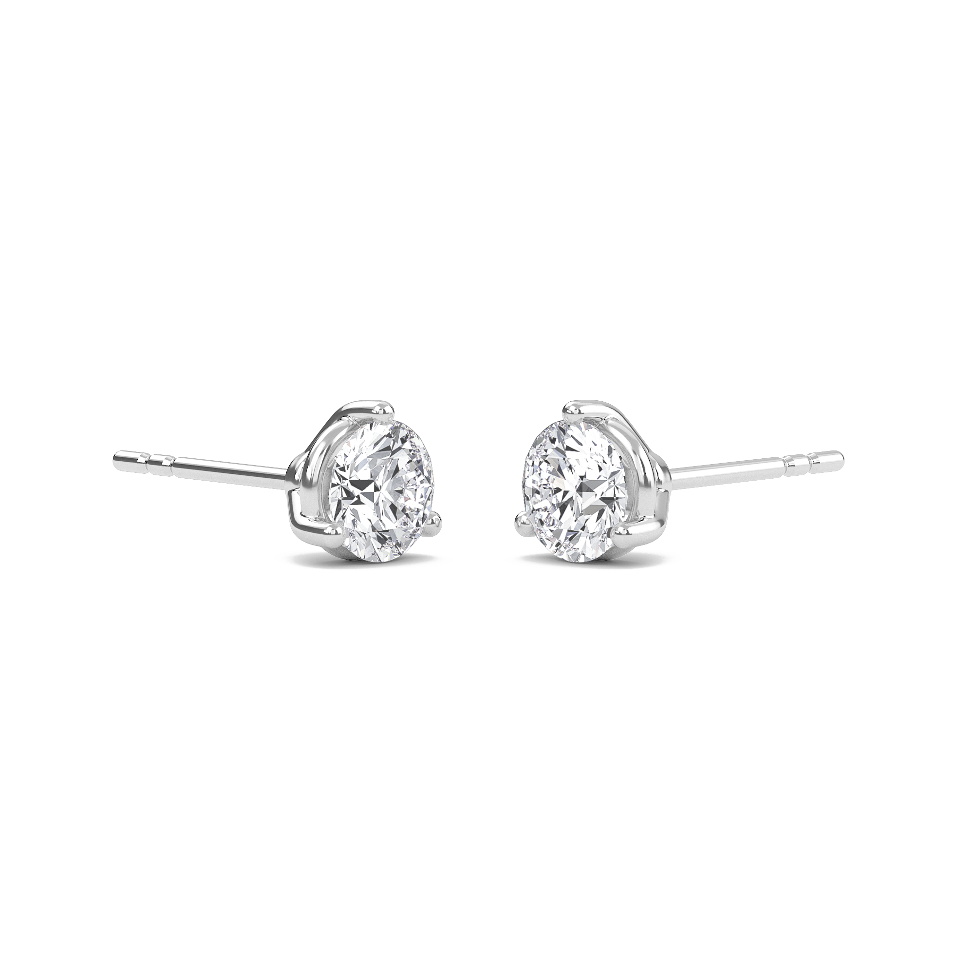 Round Three Prong Solitaire Earrings