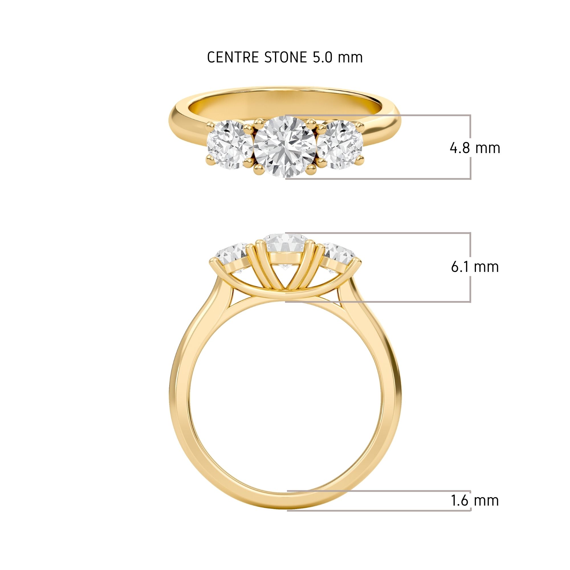 Round Three Stone Ring