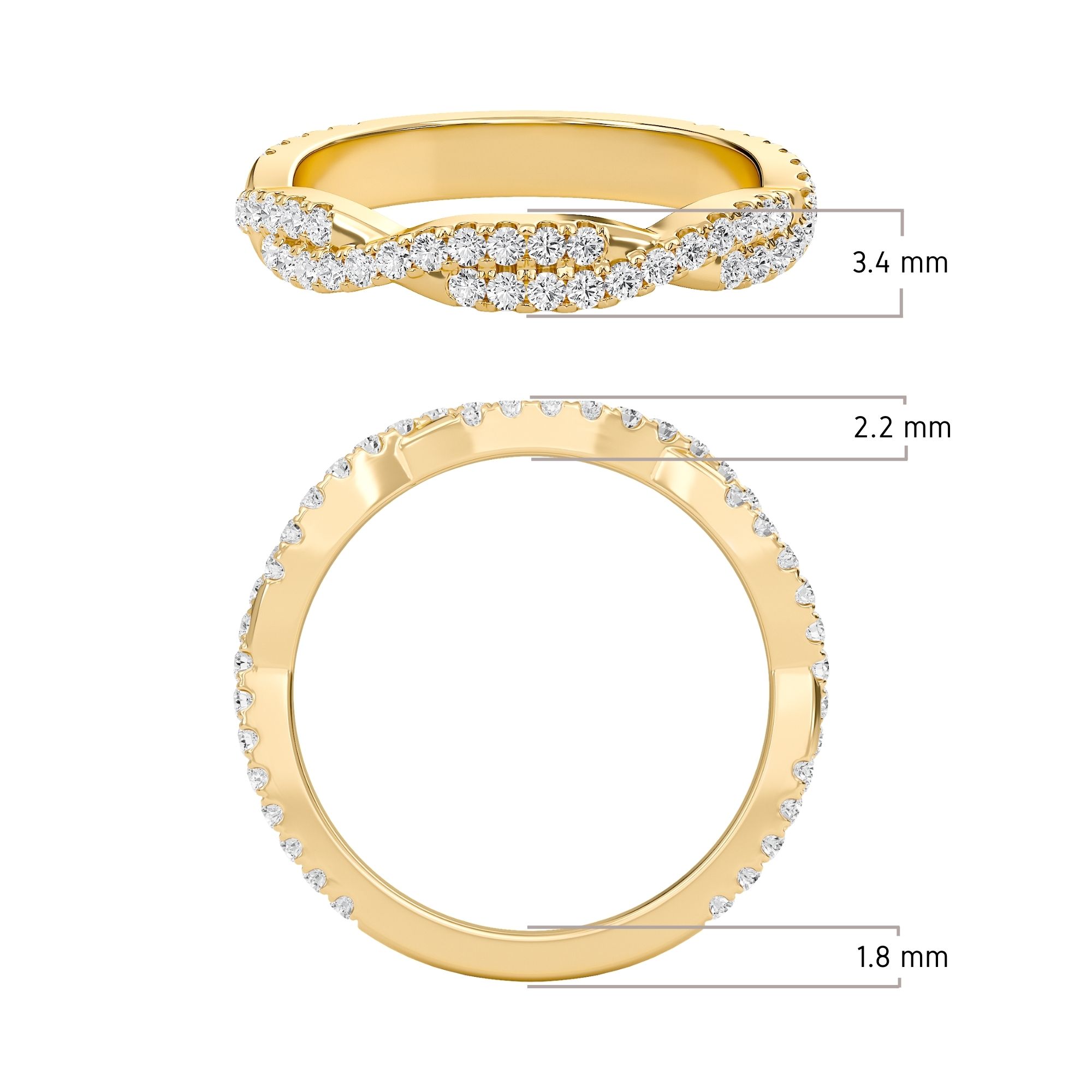 Twisted Row Pave Wedding Band