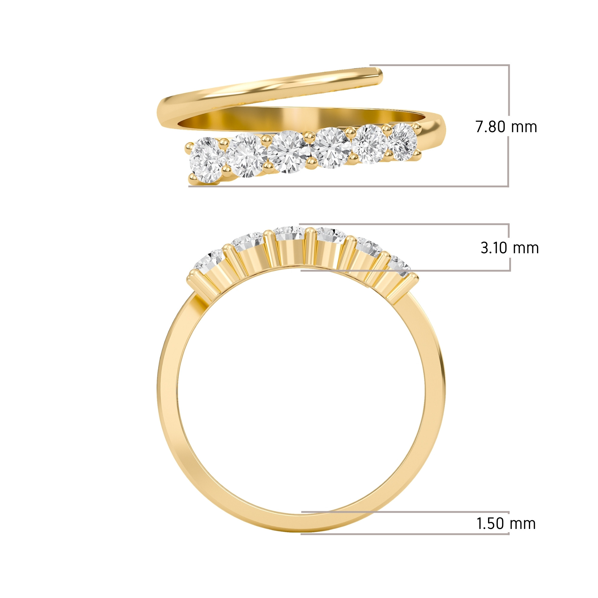 Round Prong Set Open Band