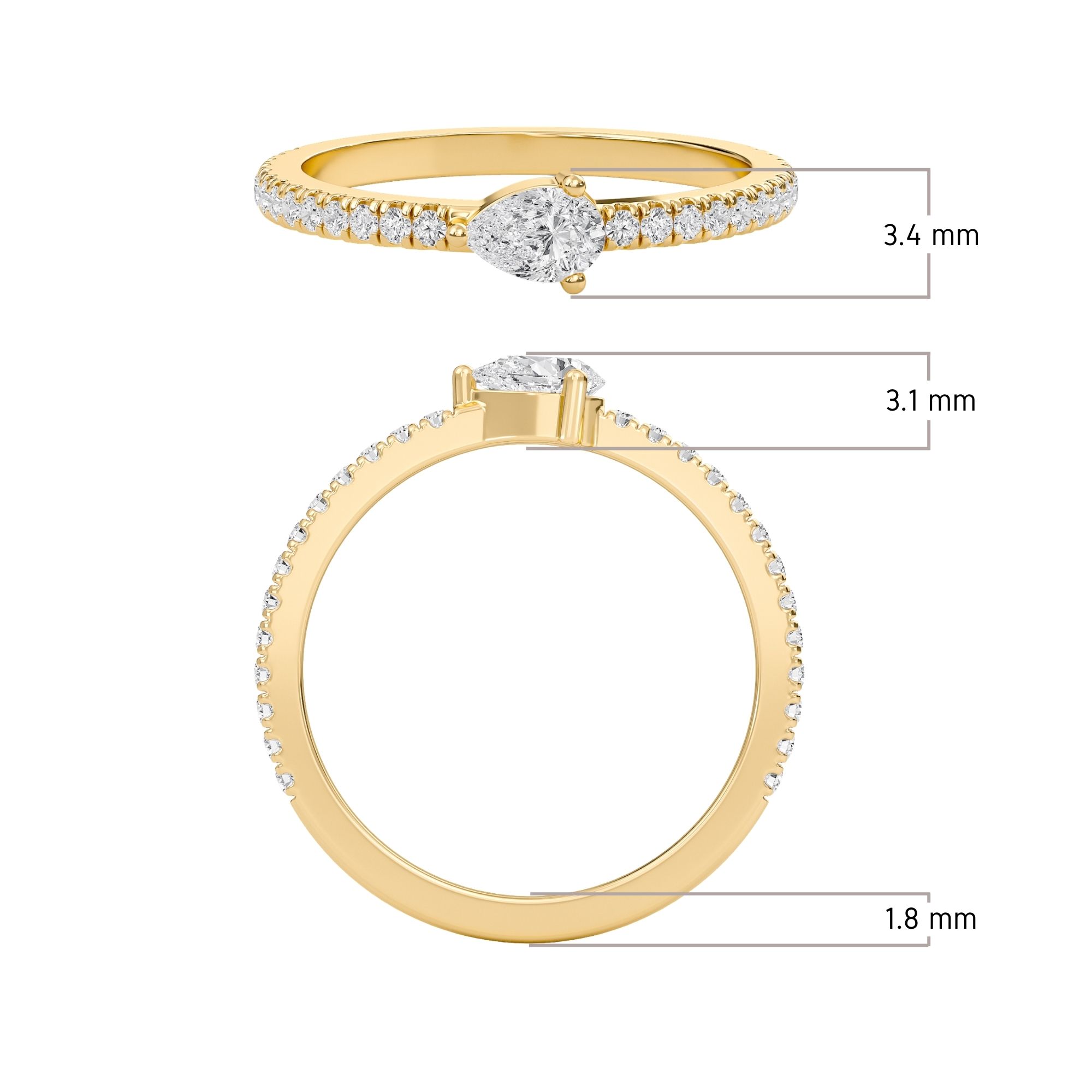 Pear side stone Ring