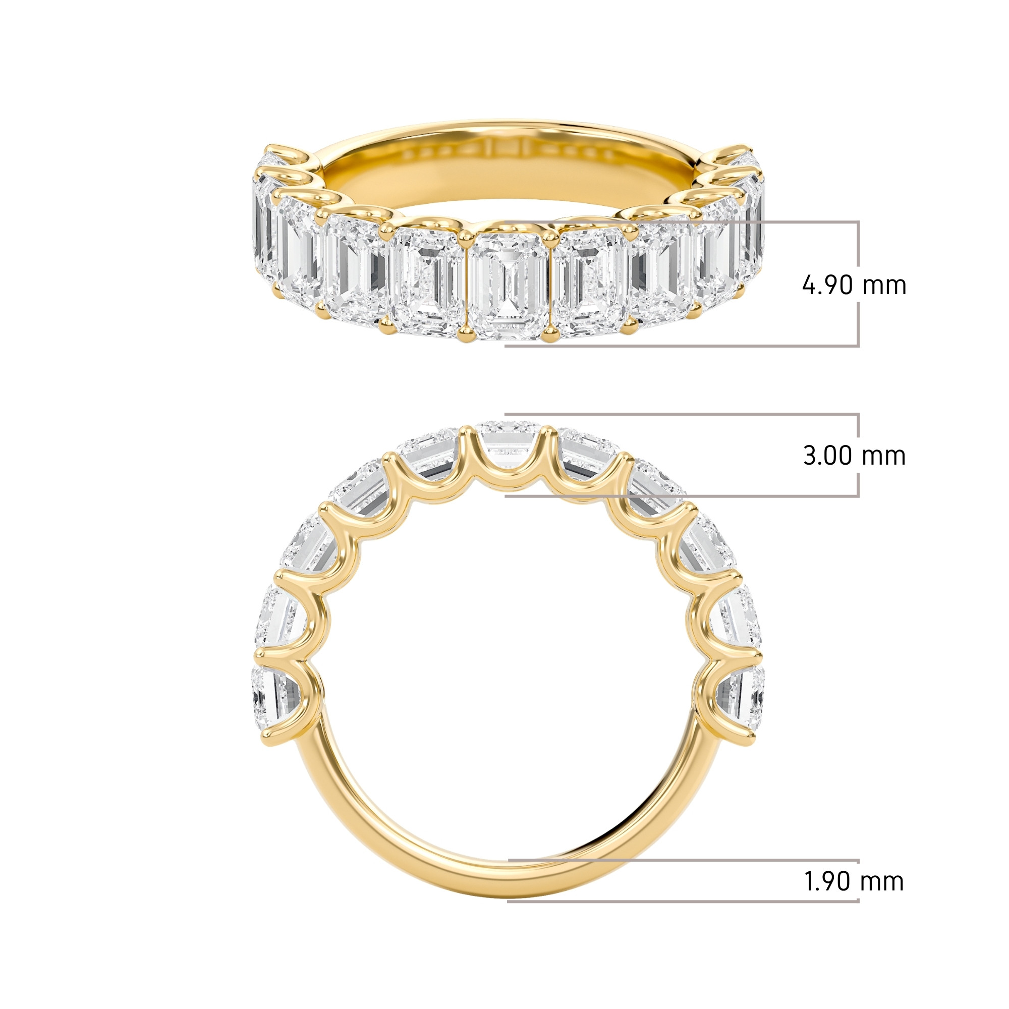 Classic U-Shaped Half Eternity Band