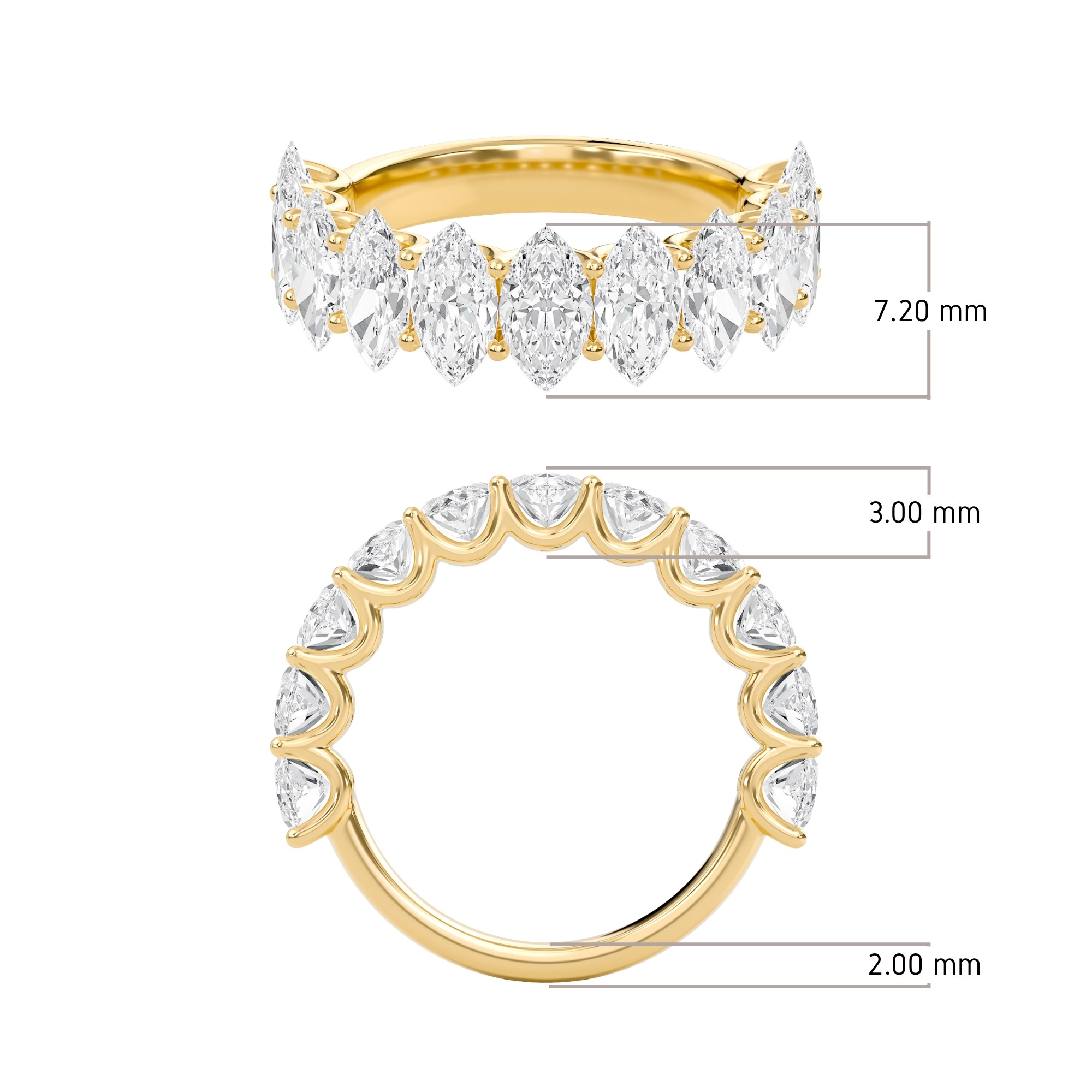 Classic U-Shaped Half Eternity Band