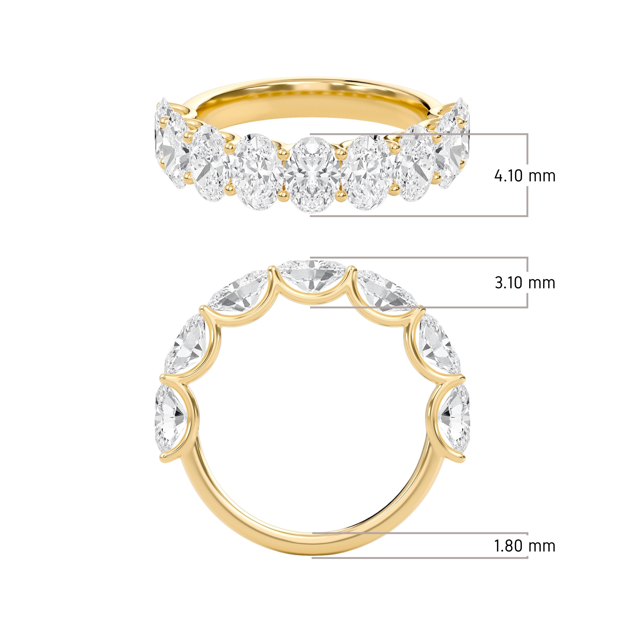 Classic U-Shaped Half Eternity Band