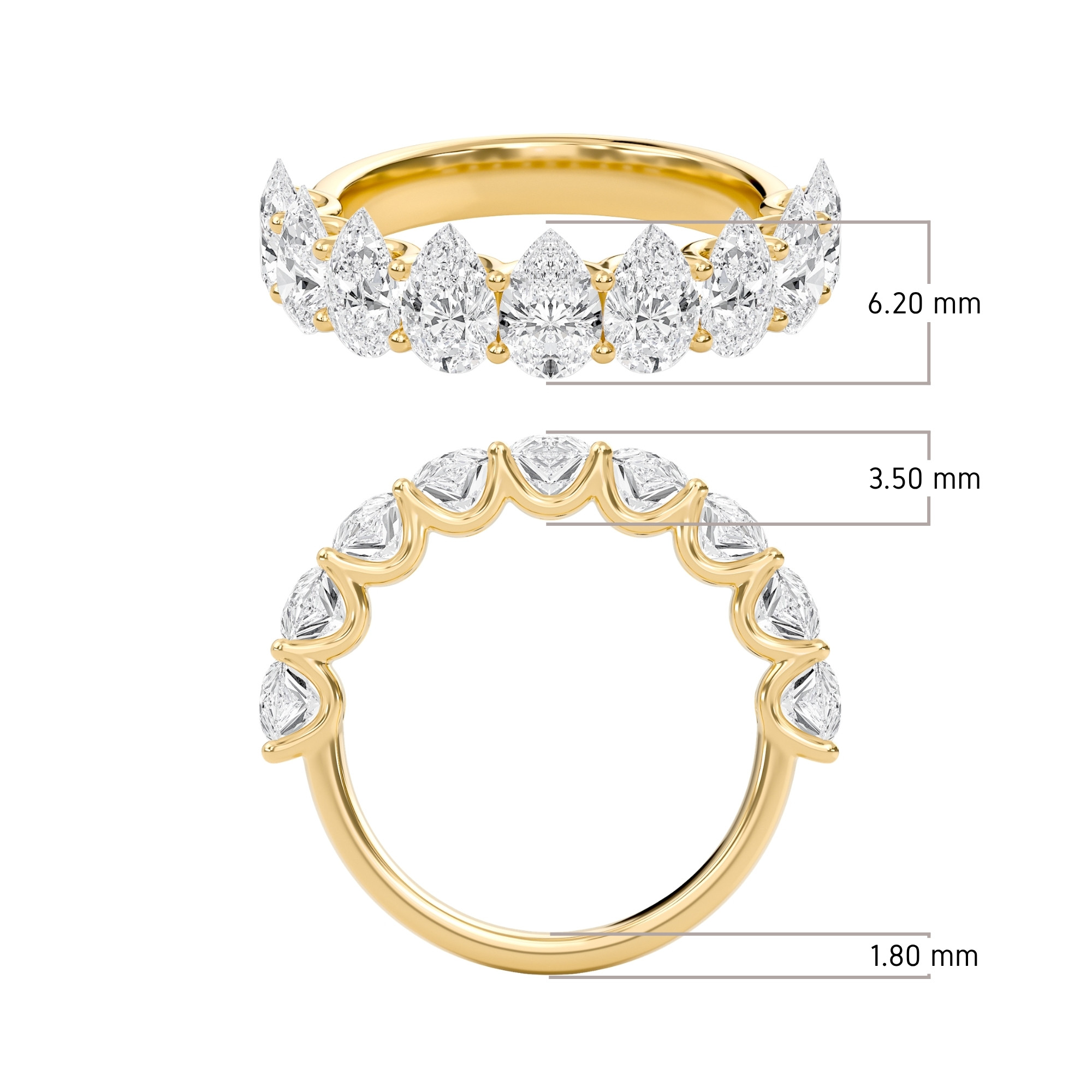 Classic U-Shaped Half Eternity Band