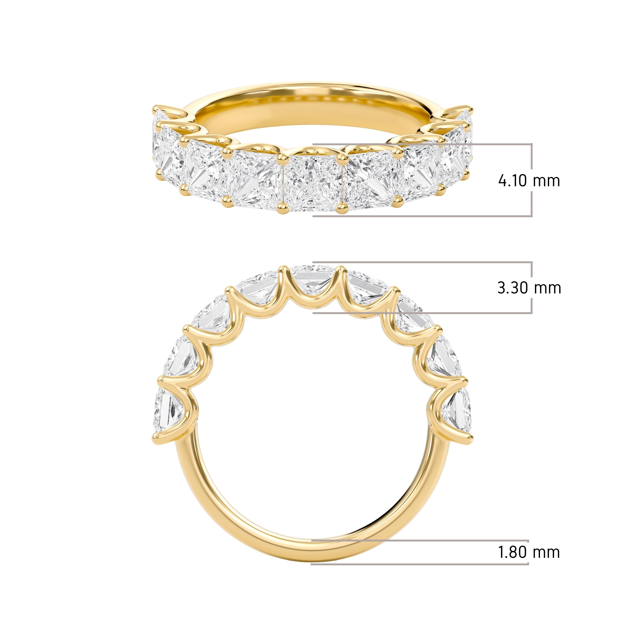 Classic U-Shaped Half Eternity Band