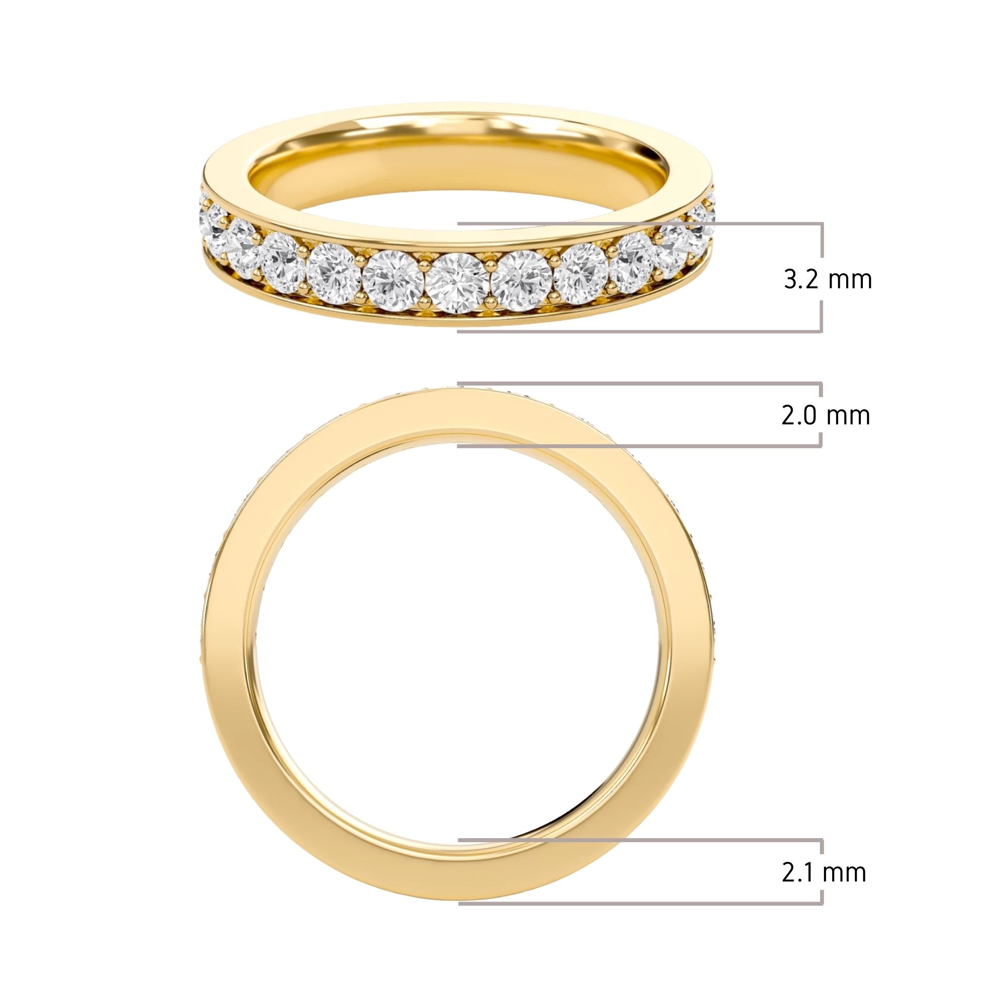 Round Prong Set Half Eternity Band