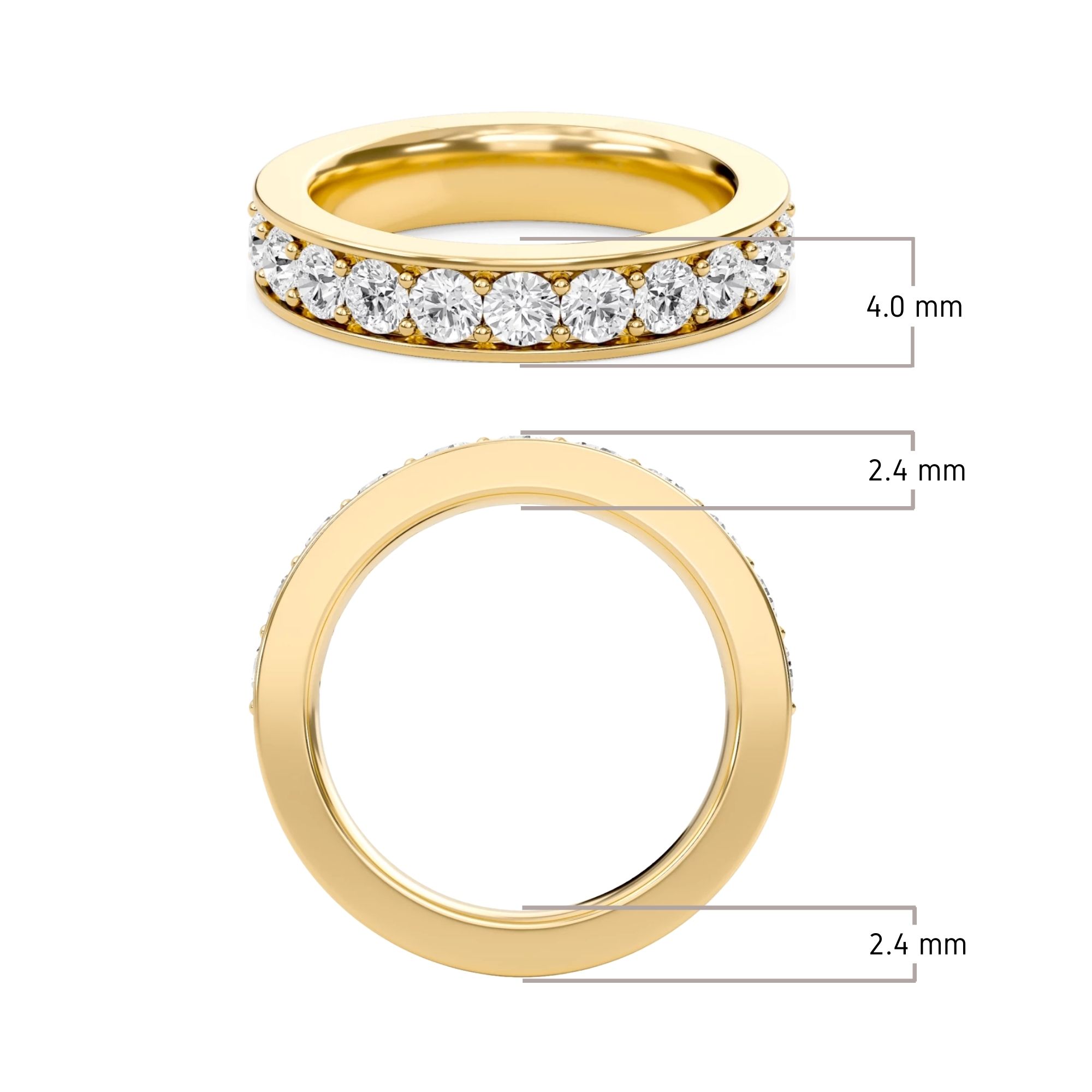 Round Prong Set Half Eternity Band