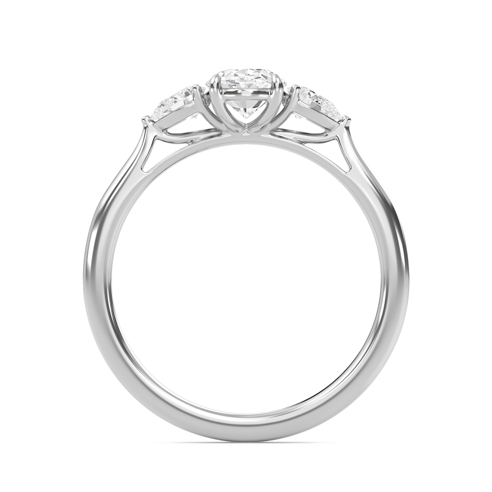 Bold Pear Three Stone Ring