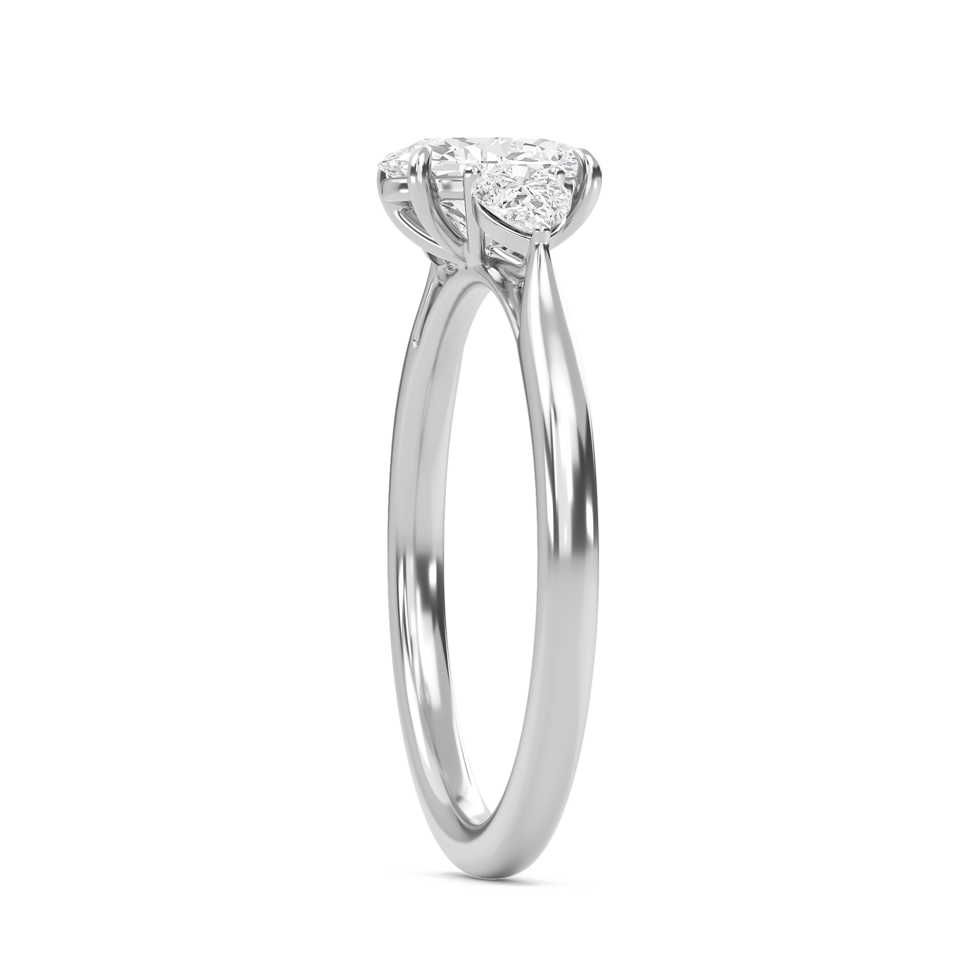 Bold Pear Three Stone Ring