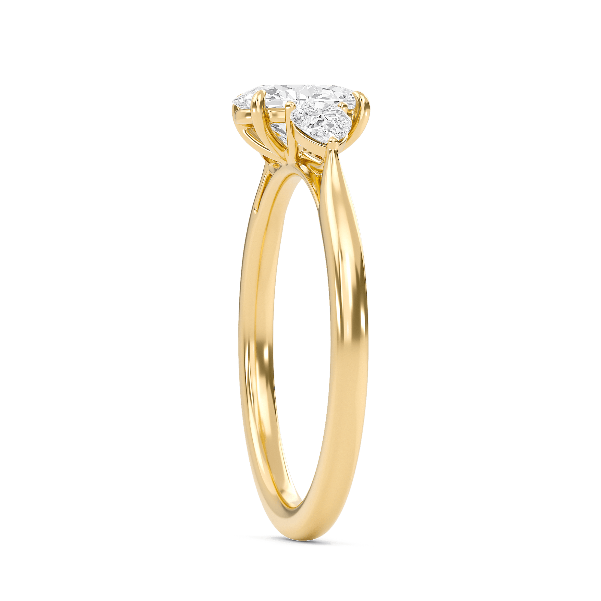 Bold Pear Three Stone Ring