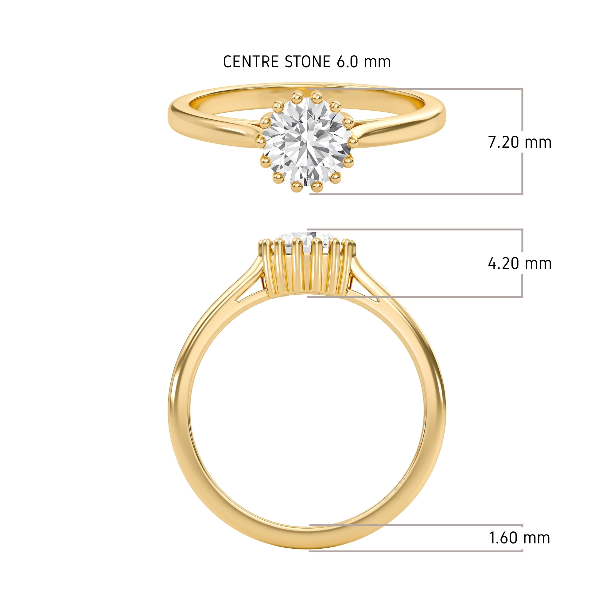 Fluted Solitaire Ring