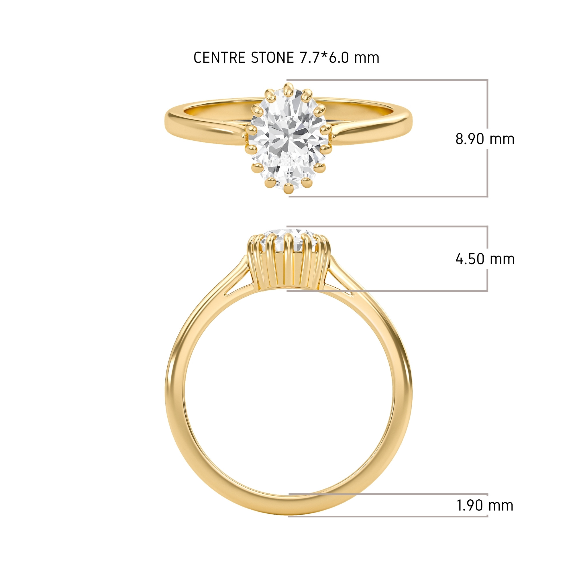 Fluted Solitaire Ring