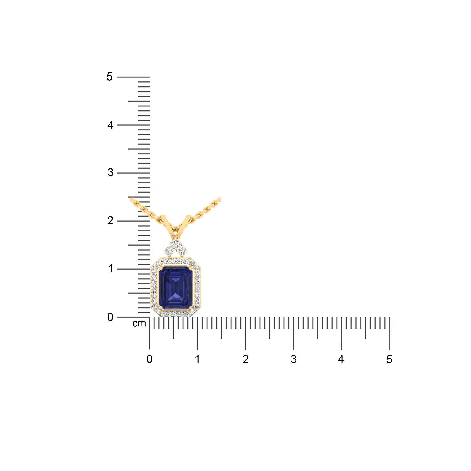 Azure Emerald-Cut Halo Pendant