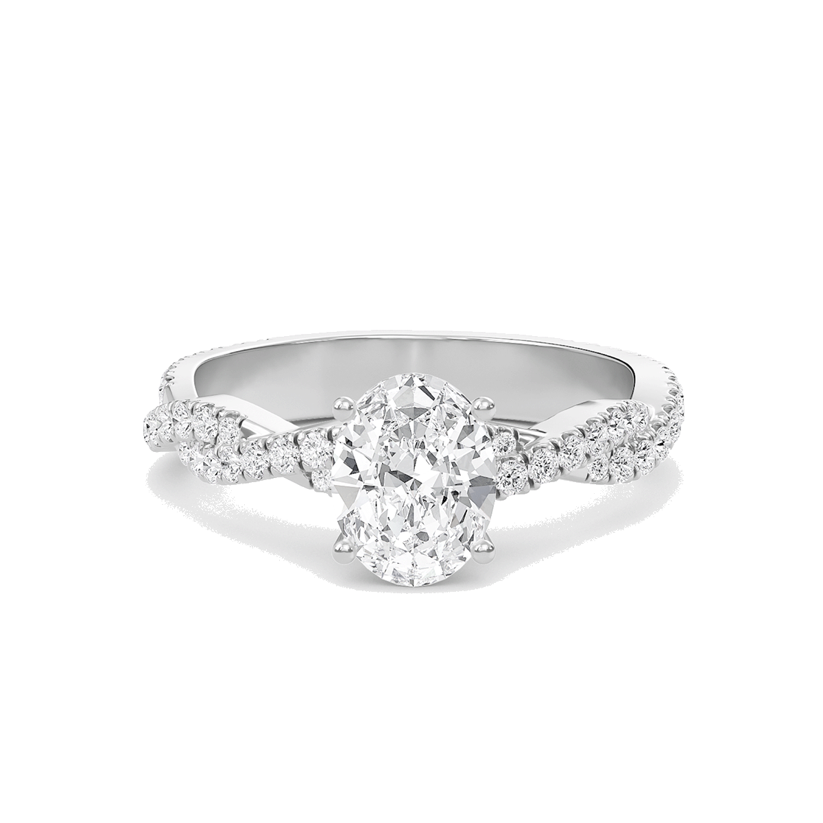 Oval Twisted Band Engagement Ring