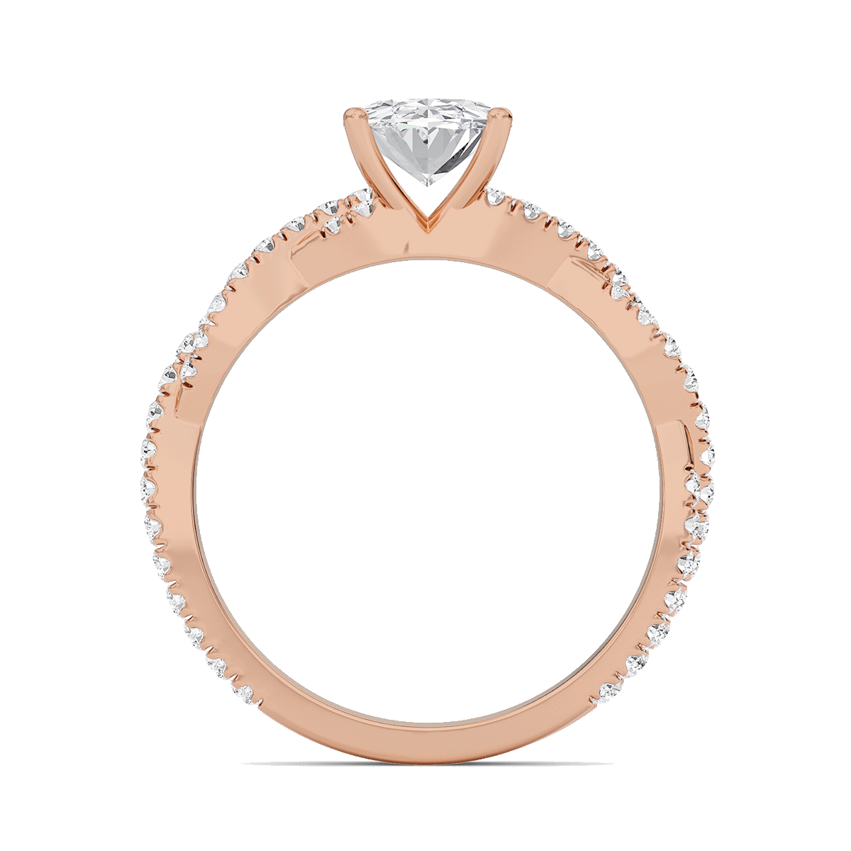 Oval Twisted Band Engagement Ring