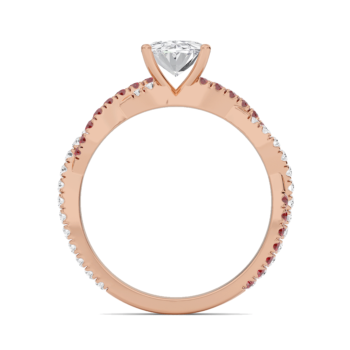 Oval Twisted Band Engagement Ring