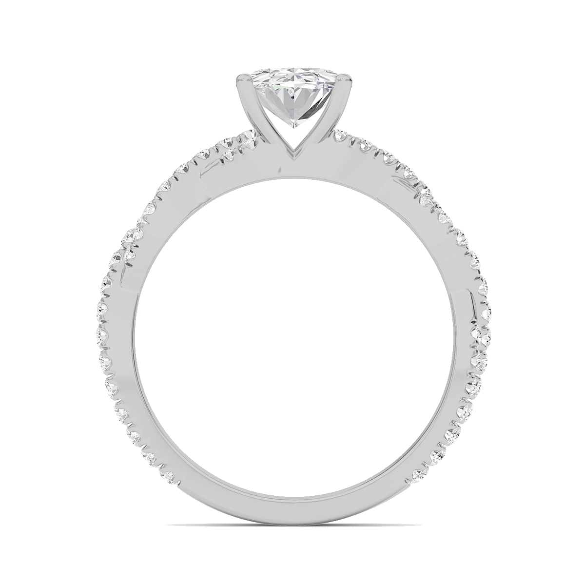 Oval Twisted Band Engagement Ring