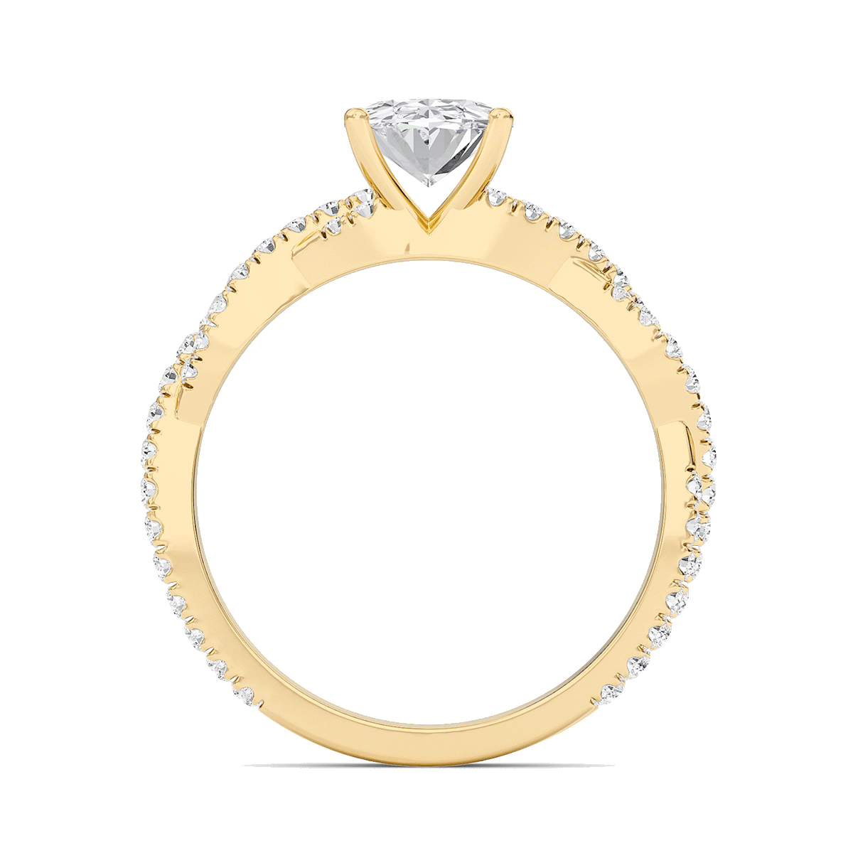 Oval Twisted Band Engagement Ring