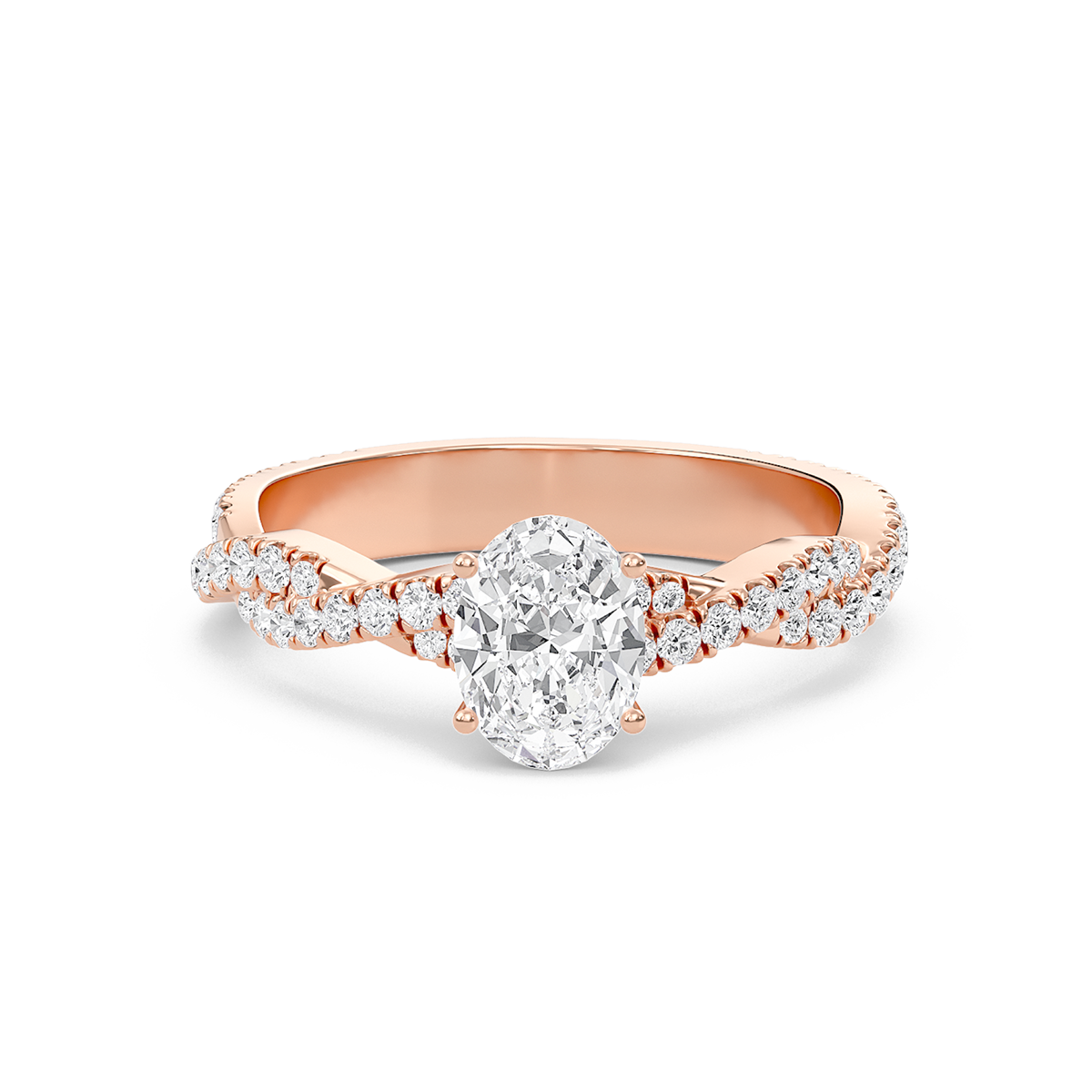 Oval Twisted Band Engagement Ring