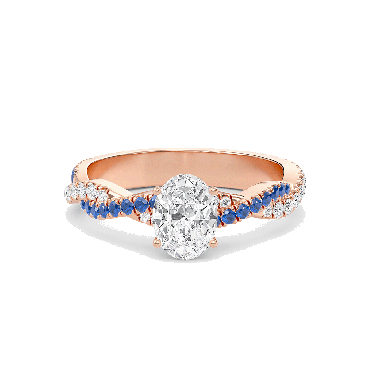 Oval Twisted Band Engagement Ring