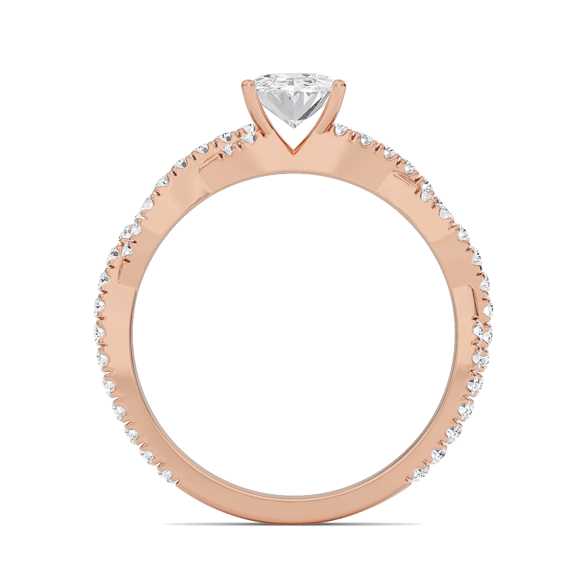 Oval Twisted Band Engagement Ring