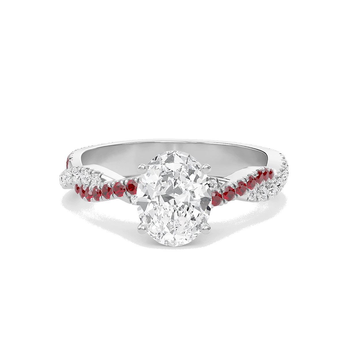 Oval Twisted Band Engagement Ring