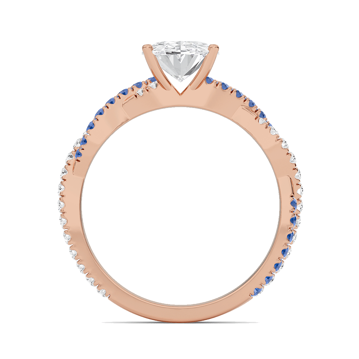 Oval Twisted Band Engagement Ring