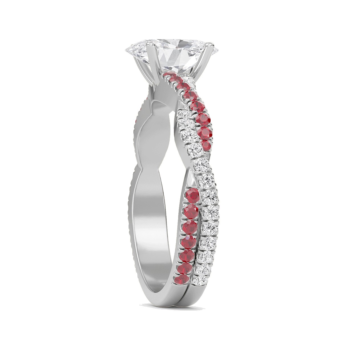 Oval Twisted Band Engagement Ring