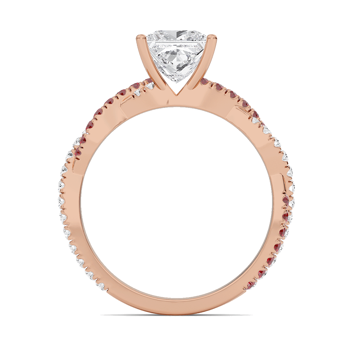 Princess Twisted Band Engagement Ring