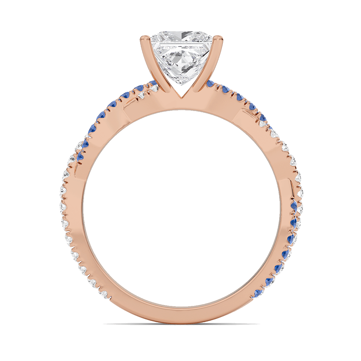 Princess Twisted Band Engagement Ring