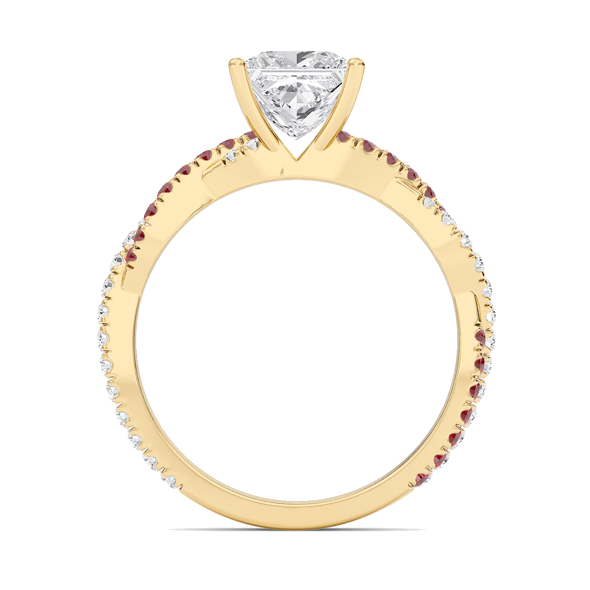 Princess Twisted Band Engagement Ring