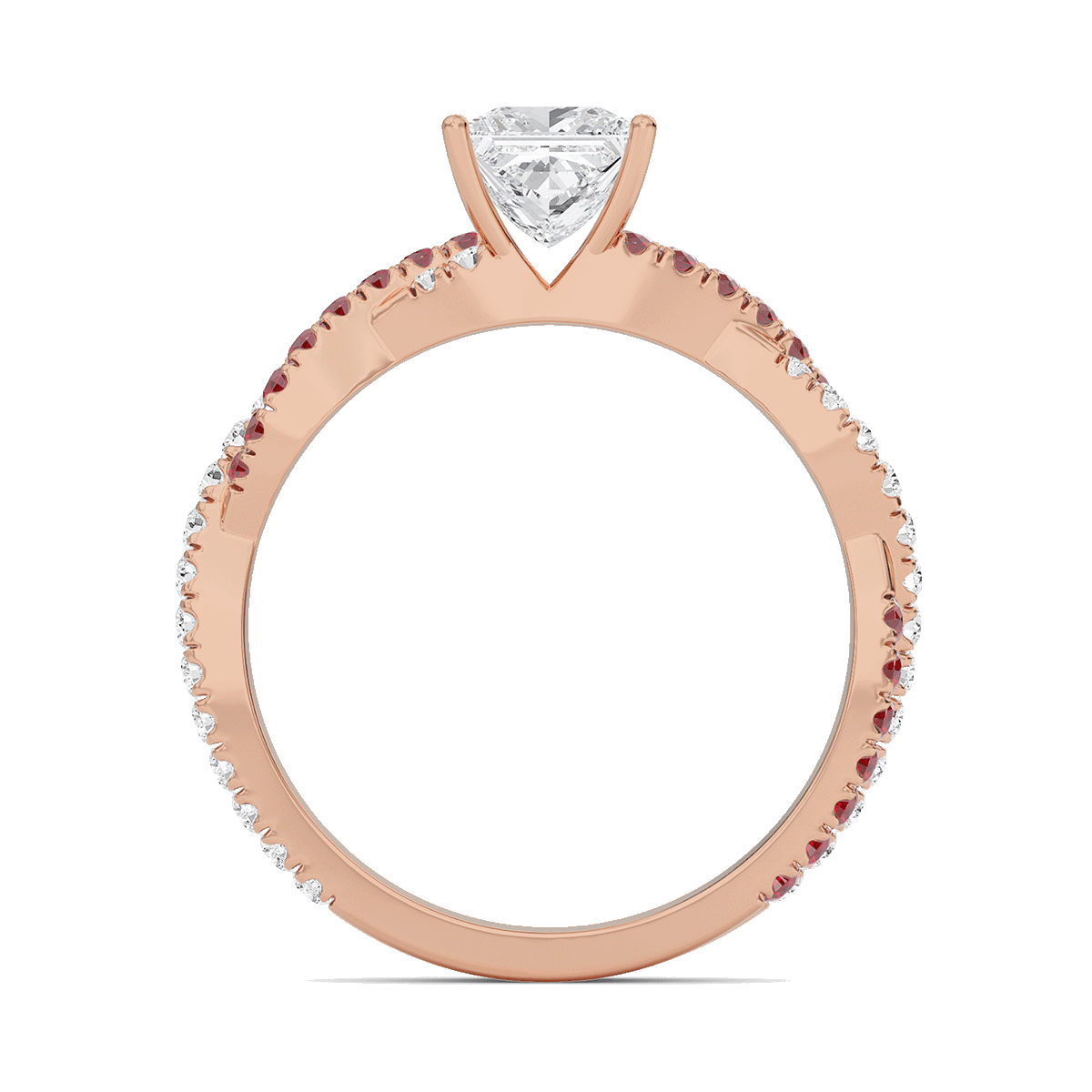 Princess Twisted Band Engagement Ring