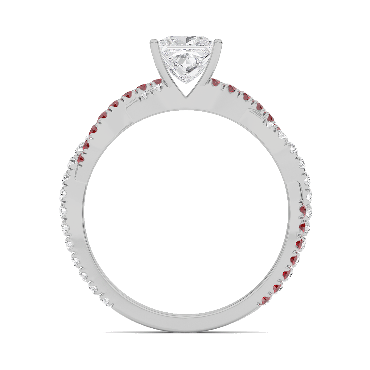 Princess Twisted Band Engagement Ring