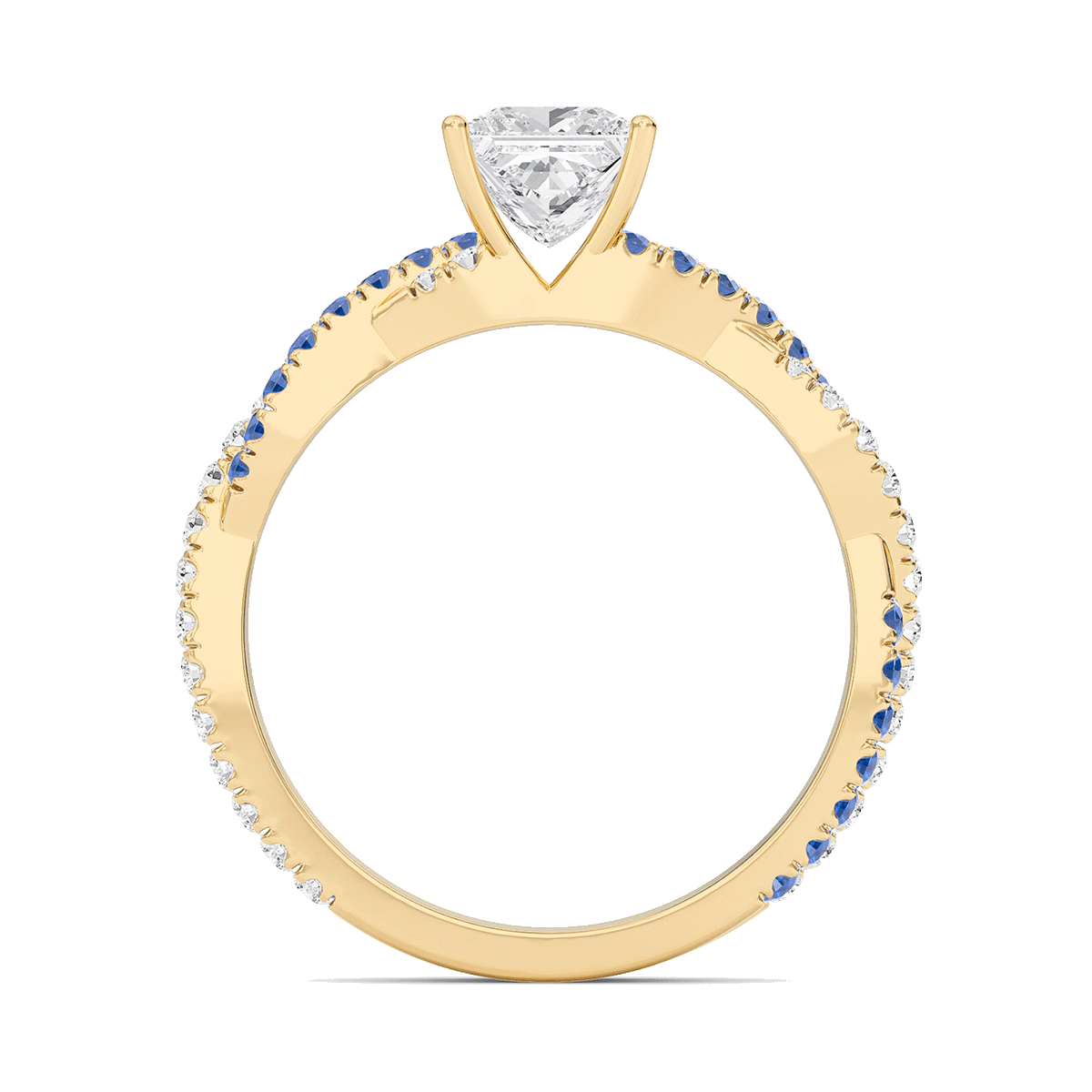 Princess Twisted Band Engagement Ring