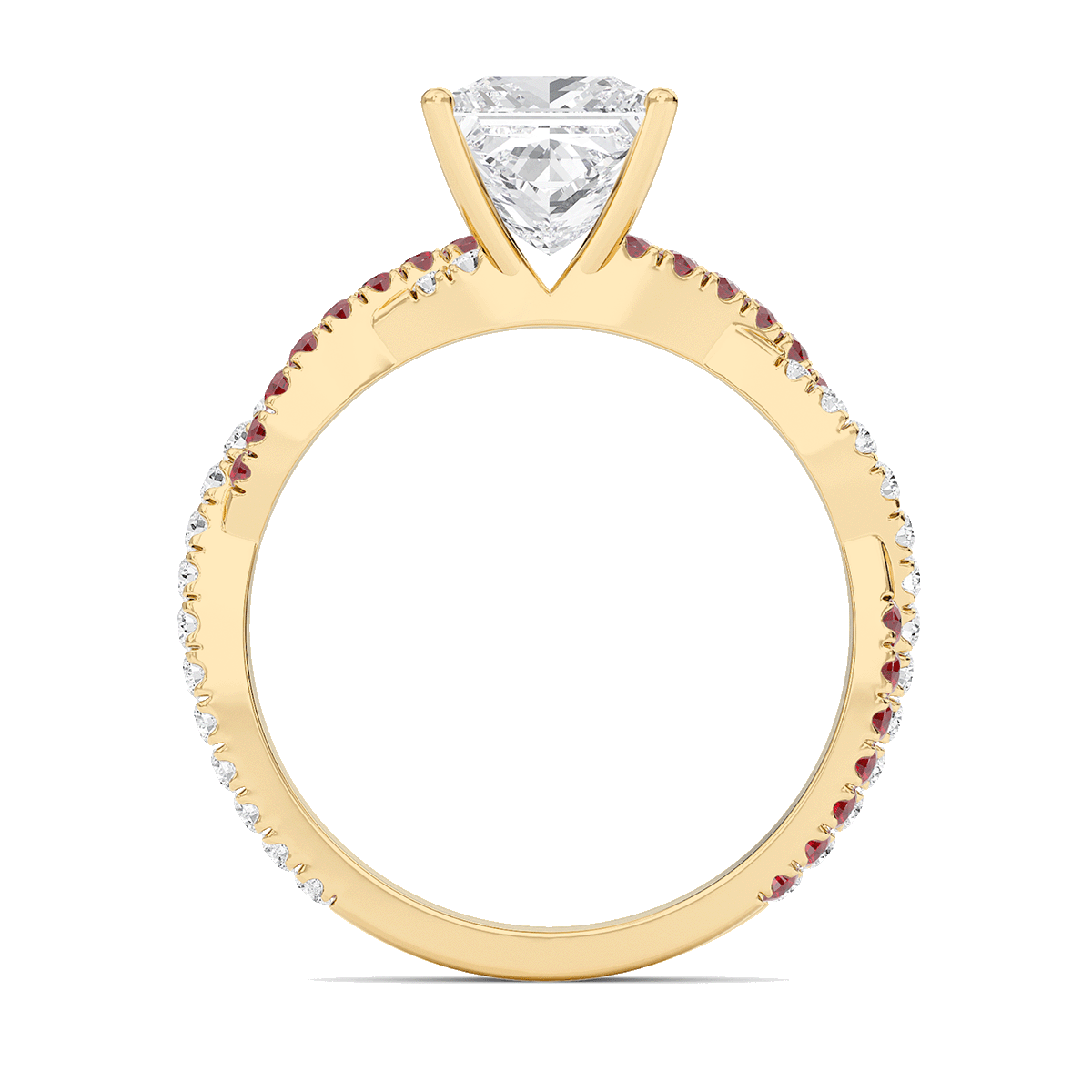 Princess Twisted Band Engagement Ring