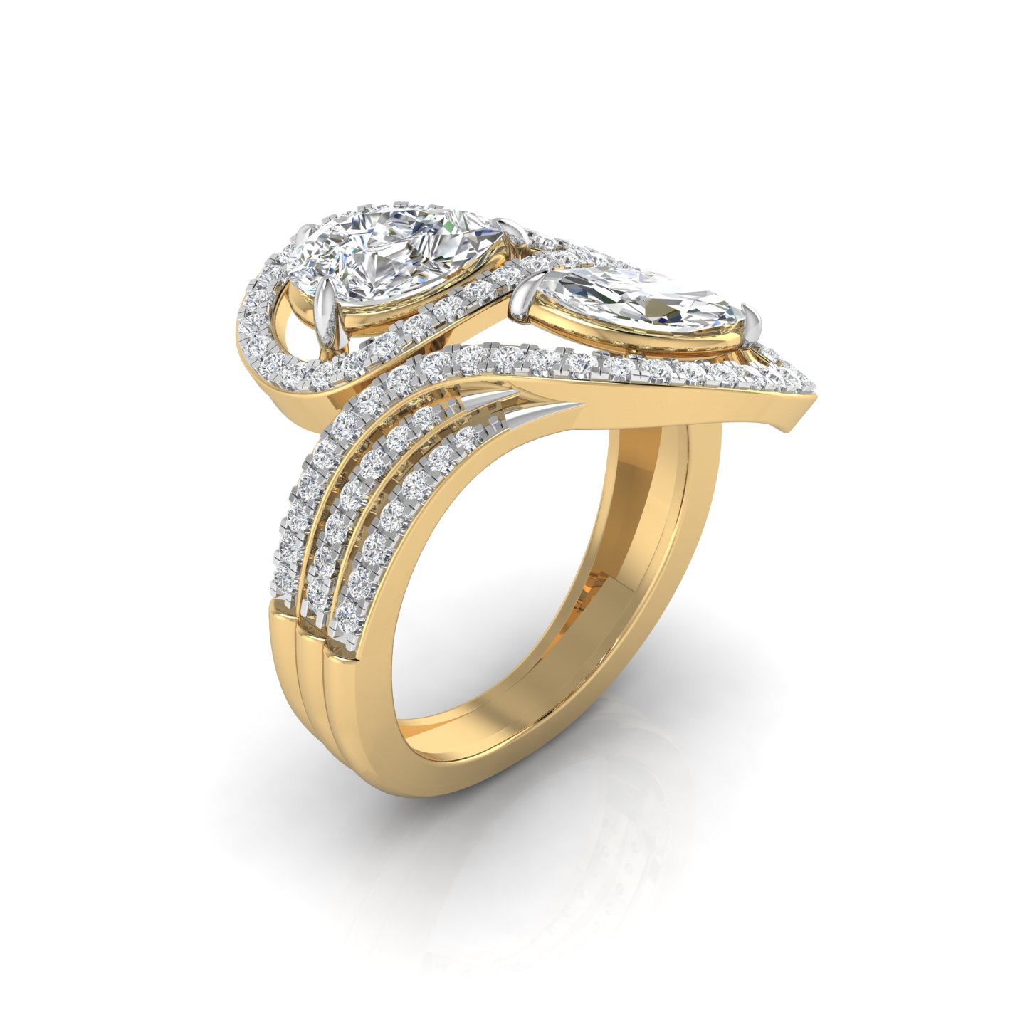 Sweeping Two Tone Cocktail ring