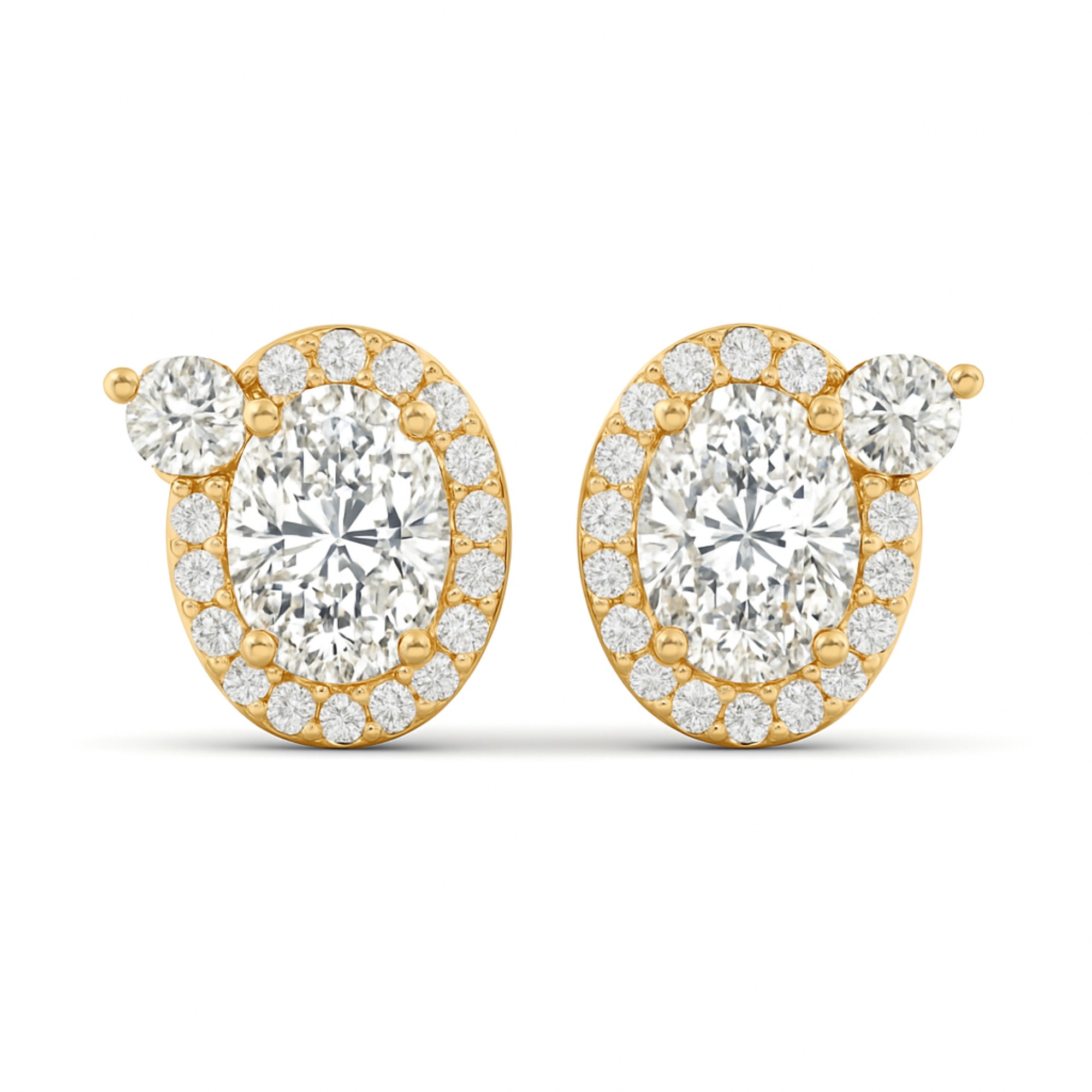 11/4 Cts. Oval Center 1 Stone Halo Ear Stud