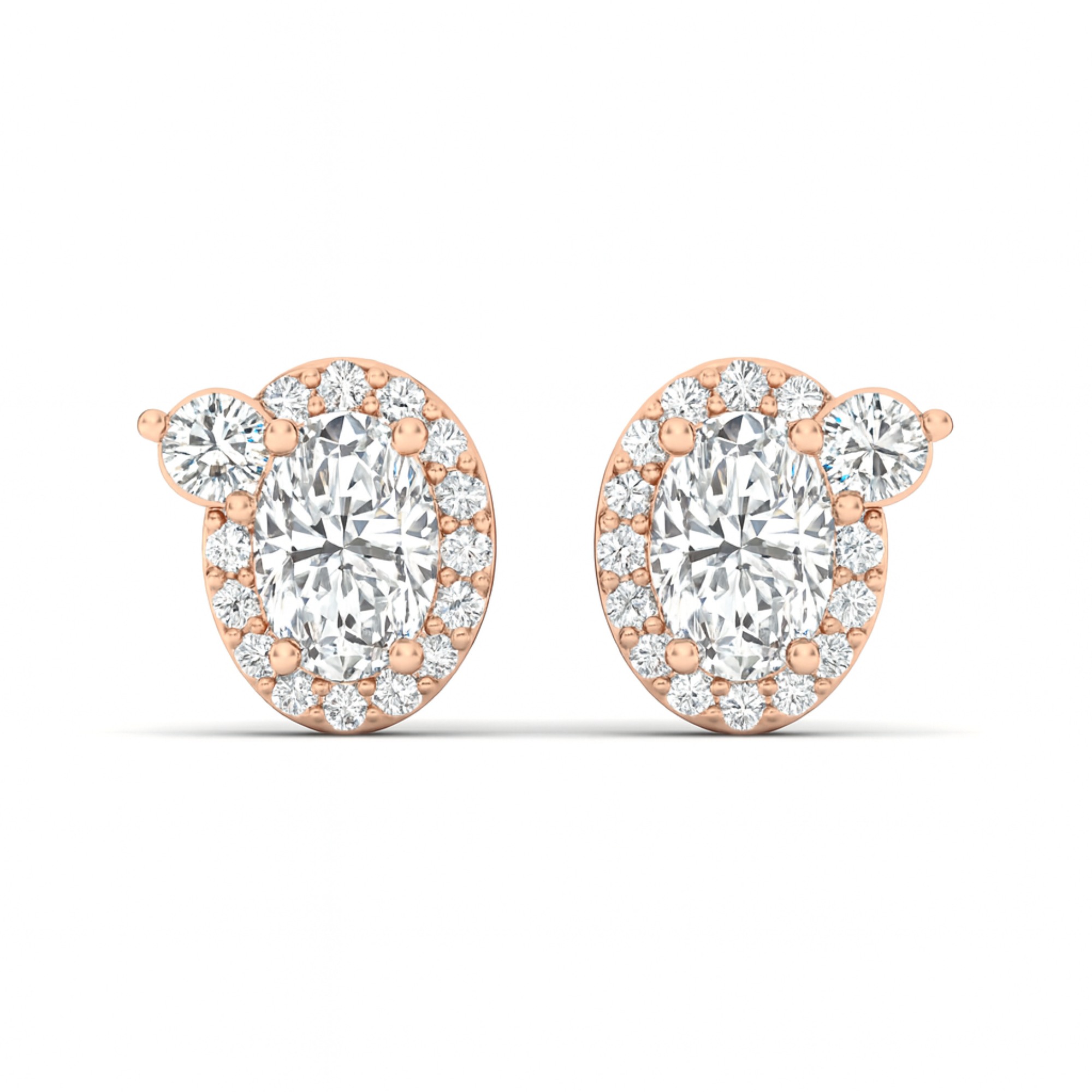 11/4 Cts. Oval Center 1 Stone Halo Ear Stud