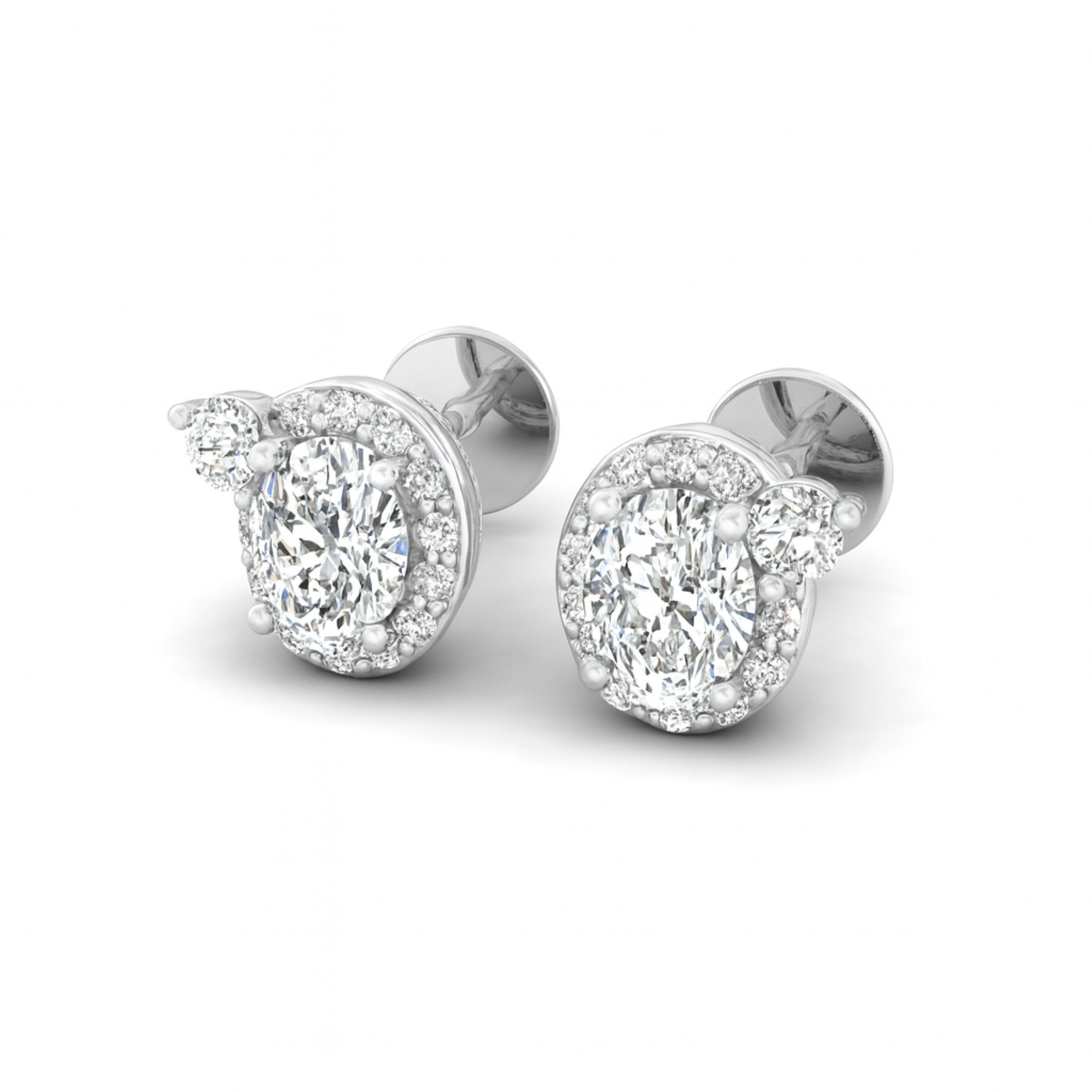 11/4 Cts. Oval Center 1 Stone Halo Ear Stud