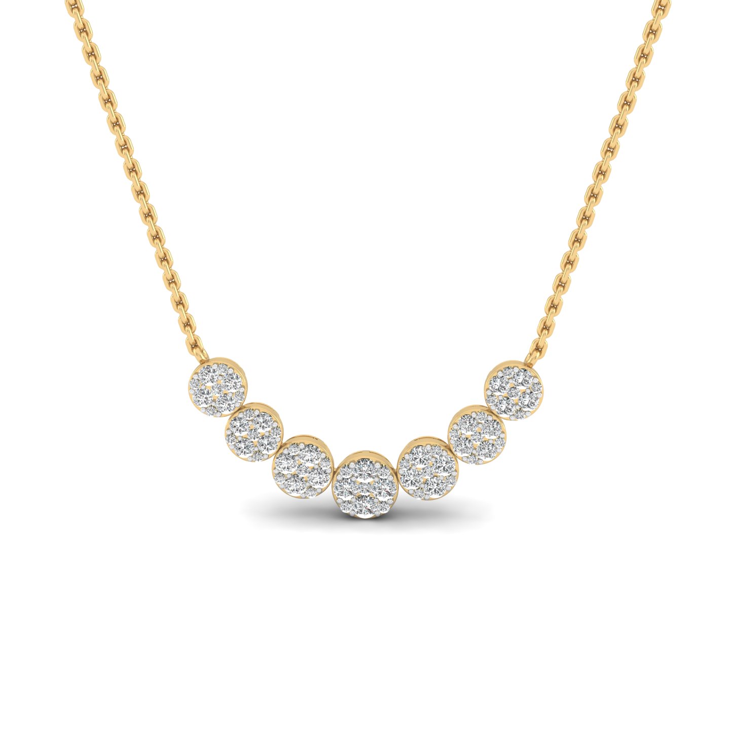 1 Cts. Seven Cluster Demi Necklace