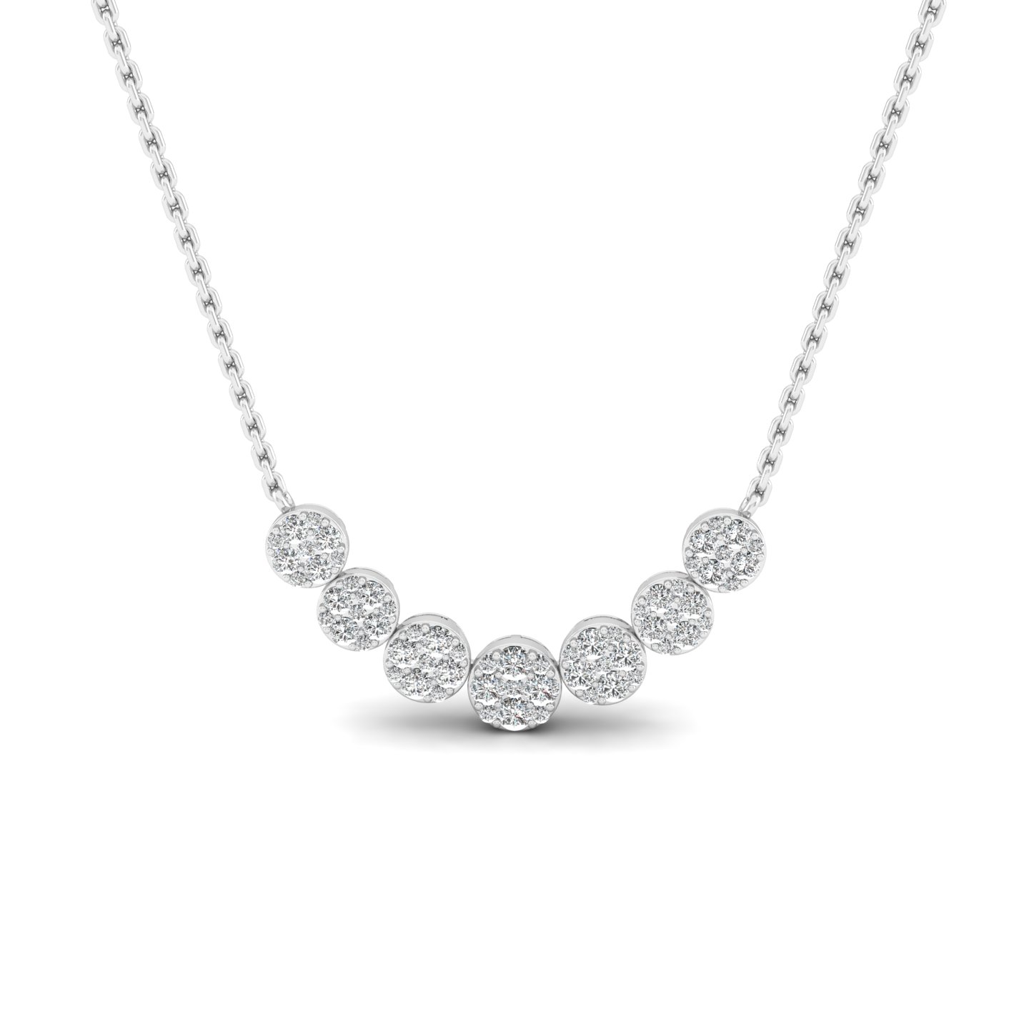 1 Cts. Seven Cluster Demi Necklace