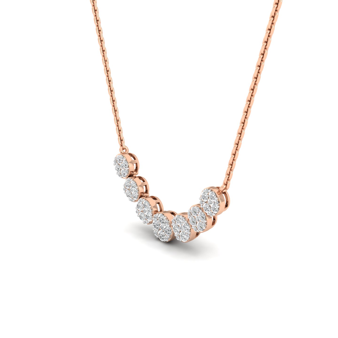 1 Cts. Seven Cluster Demi Necklace